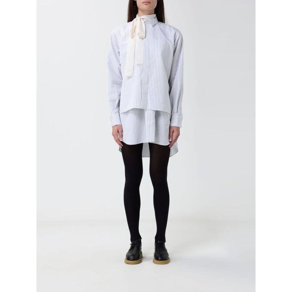 Sacai Women Sacai Striped Asymmetric Double-Layer Mini Shirt Dress